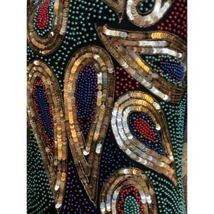 Vintage Silk Lawrence Kazar Sequin & Beaded Dress with Beaded Fringe